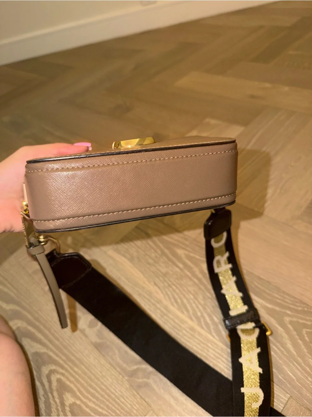 Marc Jacobs Brown Leather Camera Bag with Black Logo Strap